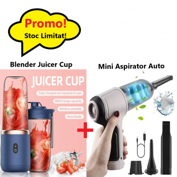 Oferta WOW- Mini Blender Portabil Juicer Cup, 400 ml, Incarcare USB, 18650 RPM + Mini Aspirator Auto 3 în 1, Multifunction Vacuum Cleaner Oferta WOW- Mini Blender Portabil Juicer Cup, 400 ml, Incarcare USB, 18650 RPM + Mini Aspirator Auto 3 în 1, Multifunction Vacuum Cleaner