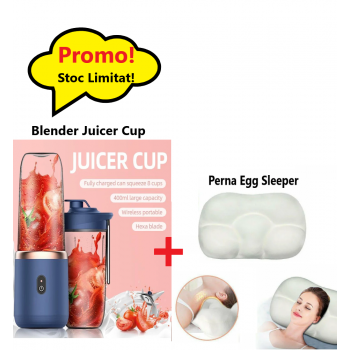Oferta WOW- Mini Blender Portabil Juicer Cup, 400 ml, Incarcare USB, 18650 RPM + Perna Egg Sleeper Pentru un Somn Confortabil
