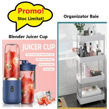Oferta WOW- Mini Blender Portabil Juicer Cup, 400 ml, Incarcare USB, 18650 RPM + Suport Organizator Multifunctional cu 4 Etajere, Pentru Baie sau Bucatarie