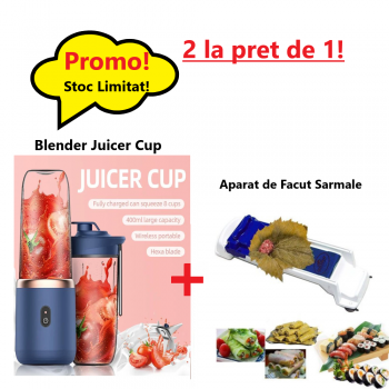 Oferta WOW- Mini Blender Portabil Juicer Cup, 400 ml, Incarcare USB, 18650 RPM + Aparat Pentru Facut Sarmale si Rulouri de Carne Oferta WOW- Mini Blender Portabil Juicer Cup, 400 ml, Incarcare USB, 18650 RPM + Aparat Pentru Facut Sarmale si Rulouri de Carne