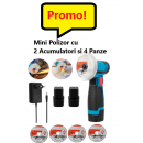 Mini Polizor Unghiular cu 2 Acumulatori si 4 Panze, 12 V, Disc 76MM Mini Polizor Unghiular cu 2 Acumulatori si 4 Panze, 12 V, Disc 76MM
