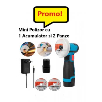 Mini Polizor Unghiular cu 1 Acumulator si 2 Panze, 12 V, Disc 76MM, Mini Flex Portabil Mini Polizor Unghiular cu 1 Acumulator si 2 Panze, 12 V, Disc 76MM, Mini Flex Portabil