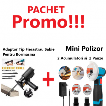 Oferta Limitata! Mini Polizor Unghiular cu 2 Acumulatori si 2 Panze, Portabil, 12 V + Adaptor Tip Fierastrau Sabie cu 3 Lame, Pentru Bormasina Oferta Limitata! Mini Polizor Unghiular cu 2 Acumulatori si 2 Panze, Portabil, 12 V + Adaptor Tip Fierastrau Sabie cu 3 Lame, Pentru Bormasina