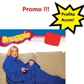 Patura cu Maneci Snuggie, Albastra, Stil Hanorac, cu Maneci Patura cu Maneci Snuggie, Albastra, Stil Hanorac, cu Maneci