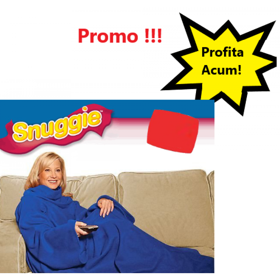 Patura cu Maneci Snuggie, Albastra, Stil Hanorac, cu Maneci Patura cu Maneci Snuggie, Albastra, Stil Hanorac, cu Maneci