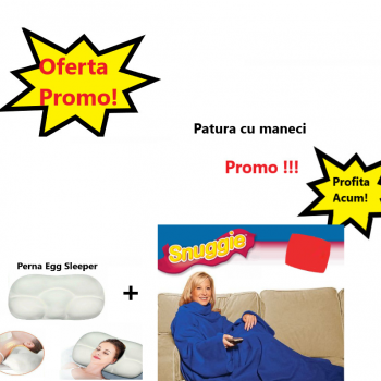 Oferta Promo - Patura cu Maneci Snuggie, Albastra, Stil Hanorac + Perna Egg Sleeper Pentru un Somn Confortabil Oferta Promo - Patura cu Maneci Snuggie, Albastra, Stil Hanorac + Perna Egg Sleeper Pentru un Somn Confortabil