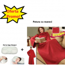 Oferta Promo - Patura cu Maneci Snuggie, Rosie, Stil Hanorac + Perna Egg Sleeper Pentru un Somn Confortabil Oferta Promo - Patura cu Maneci Snuggie, Rosie, Stil Hanorac + Perna Egg Sleeper Pentru un Somn Confortabil