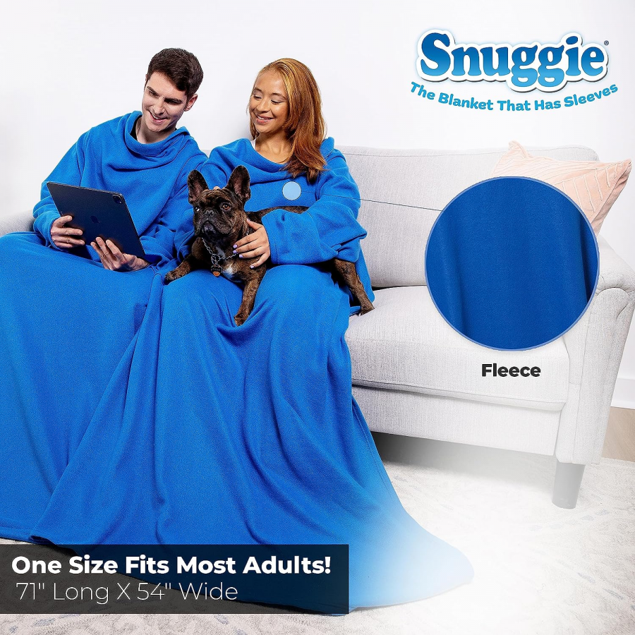 Patura cu Maneci Snuggie, Albastra, Stil Hanorac, cu Maneci Patura cu Maneci Snuggie, Albastra, Stil Hanorac, cu Maneci