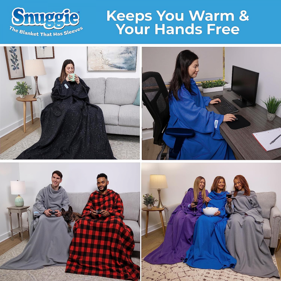 Patura cu Maneci Snuggie, Albastra, Stil Hanorac, cu Maneci Patura cu Maneci Snuggie, Albastra, Stil Hanorac, cu Maneci
