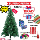 Oferta Brad Artificial de Craciun 180 cm, Suport Inclus + Cadou Accesorii Impodobit- Instalatie Colorata 100Led, 24 Globulete, 1 Beteala, 1 Varf Brad si 12 Fundite Rosii Oferta Brad Artificial de Craciun 180 cm, Suport Inclus + Cadou Accesorii Impodobit- Instalatie Colorata 100Led, 24 Globulete, 1 Beteala, 1 Varf Brad si 12 Fundite Rosii