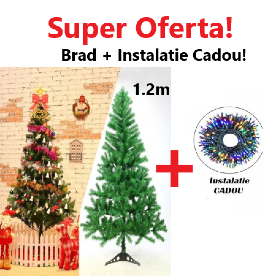 Brad Artificial 1.2 m + Instalatie Cadou Brad Artificial 1.2 m + Instalatie Cadou