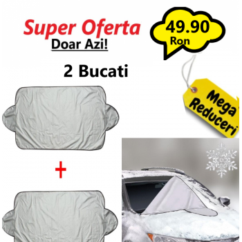 Super Oferta WOW! - 2 Bucati x  Protectie Auto Antigheata, Pentru Parbriz, Set 2 Huse, Prelata Auto Pentru Protectia Parbrizului
