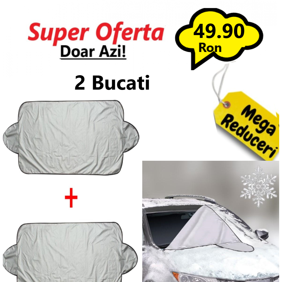 Set 2 Huse, Prelata Auto Pentru Protectia Parbrizului 2 Bucati x Protectie Auto Antigheata, Pentru Parbriz, Set 2 Huse, Prelata Auto Pentru Protectia Parbrizului