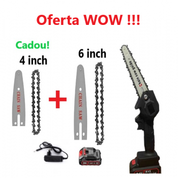 Oferta WOW- Mini Drujba cu Acumulator,  cu 1Lant, 1Lama 6 inch +  Cadou- 1Lant/ 1Lama 4 inch Oferta WOW- Mini Drujba cu Acumulator,  cu 1Lant, 1Lama 6 inch +  Cadou- 1Lant/ 1Lama 4 inch