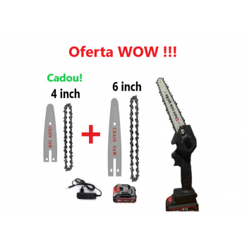 Oferta WOW- Mini Drujba cu Acumulator,  cu 1Lant, 1Lama 6 inch +  Cadou- 1Lant/ 1Lama 4 inch