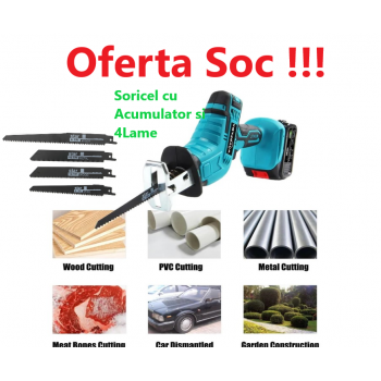 Oferta Soc !!! Soricel Fără Fir, cu Acumulator si 4 Lame Incluse, Pentru  Lucrul in Gospodarie