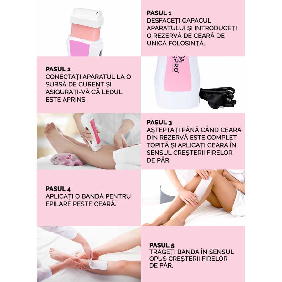 Kit Epilare Profesional, Roll-on Incalzitor Ceara, Rezerva Ceara si Set Benzi Epilare Kit Epilare Profesional, Roll-on Incalzitor Ceara, Rezerva Ceara si Set Benzi Epilare