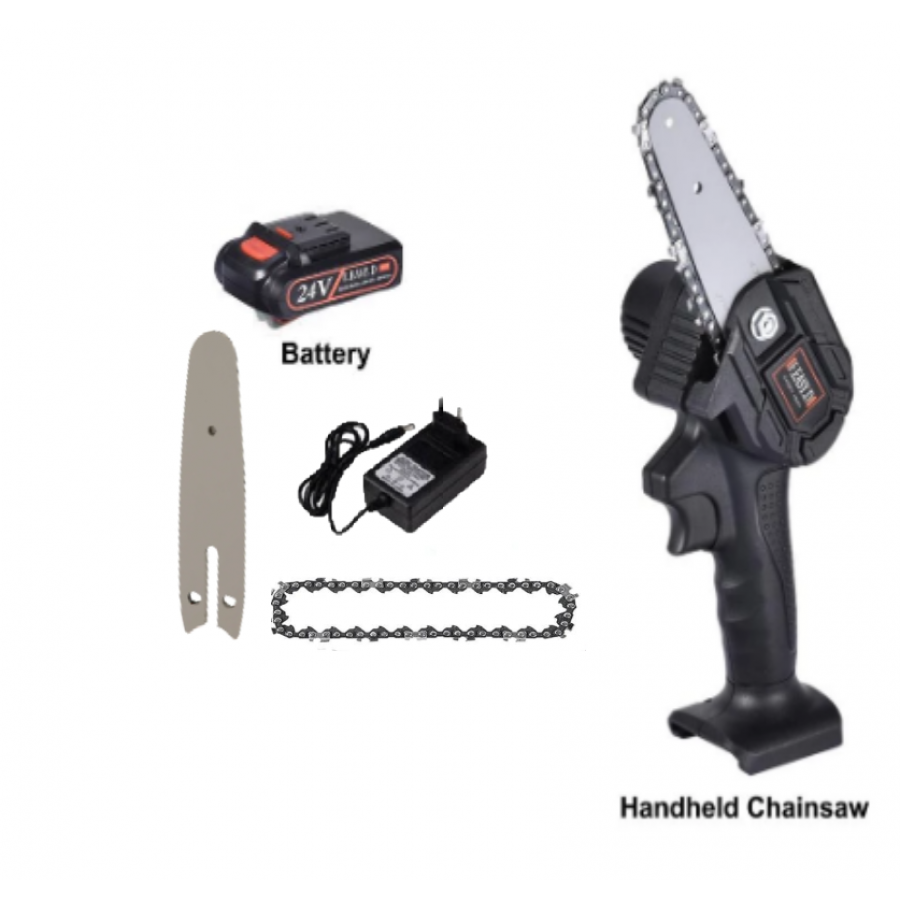 Super Oferta - Mini Drujba SAW - Fierăstrău Electric de Mâna, cu 1 Lant, 1 Lama, 1 Acumulator, 24 V, 5Ah Super Oferta - Mini Drujba SAW - Fierăstrău Electric de Mâna, cu 1 Lant, 1 Lama, 1 Acumulator, 24 V, 5Ah