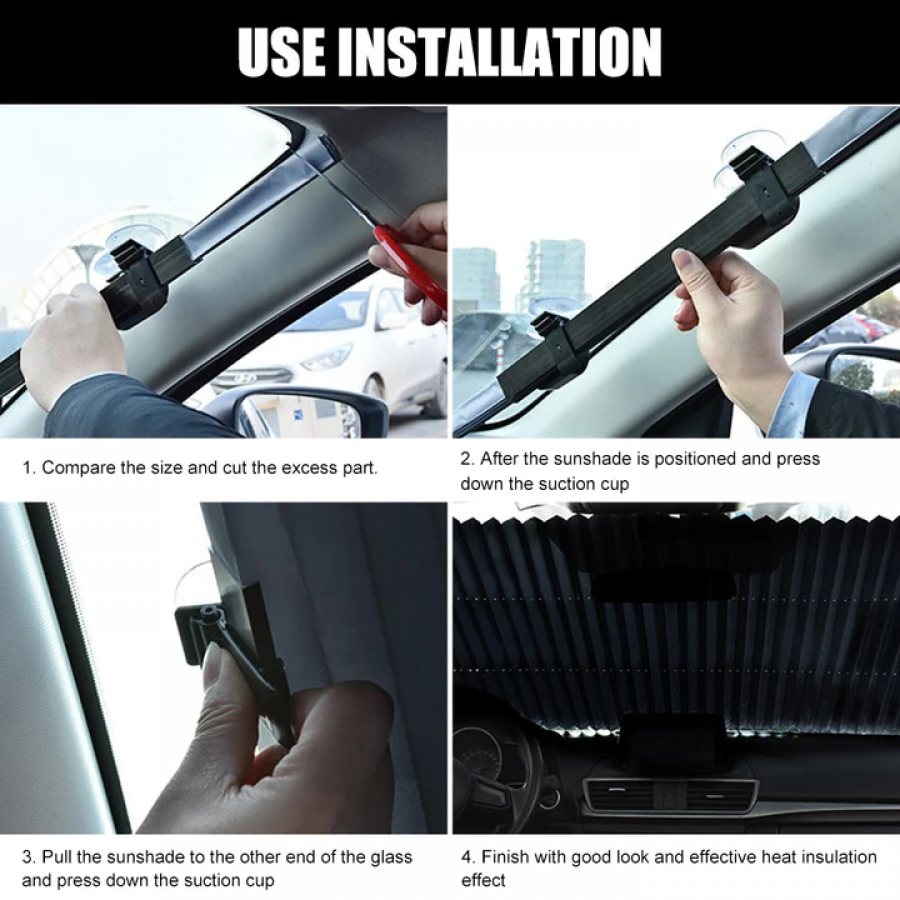 Parasolar Auto Retractabil Automat pentru Parbriz sau Luneta Spate tip Jaluzea cu Ventuze