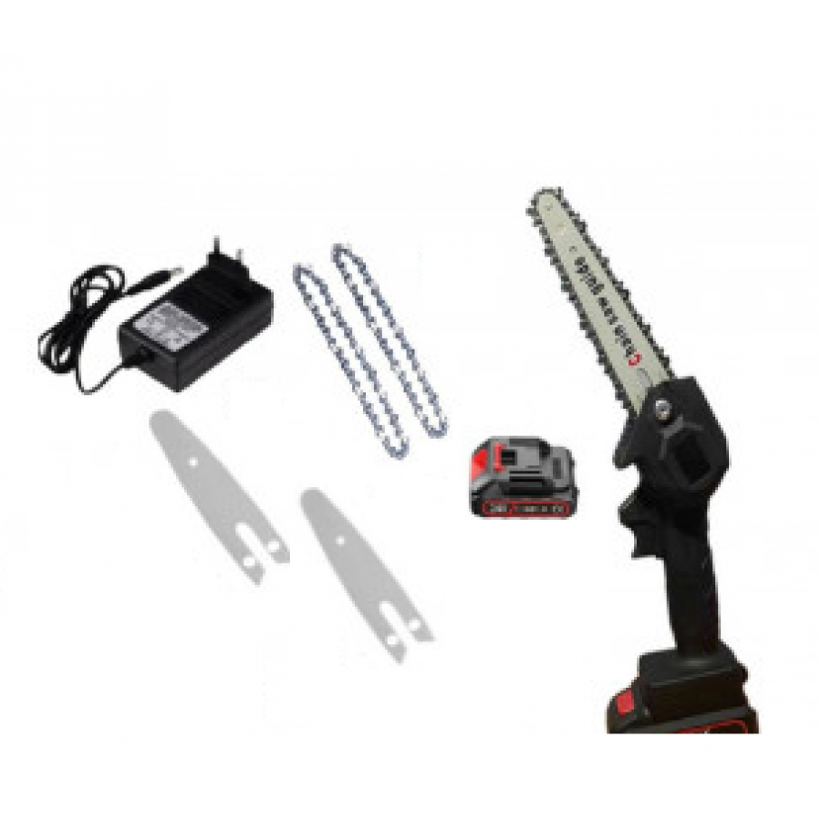 Mini drujba - fierăstrău electric de mâna, cu 2 Lanturi, 2 Lame, 1 Acumulator, 24 V, 5Ah ( Truse scule si unelte )
