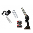 Mini Drujba Electrica de Mana, cu Lama 15 cm,  6 inch, cu 2 Lanturi, 1 Lama, 2 Acumulatori, 24 V, 5Ah