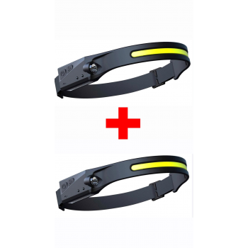 Set 2 Lanterne de cap cu Acumulator, Frontale, Unghi larg de iluminare, Led Puternic si Senzor Miscare