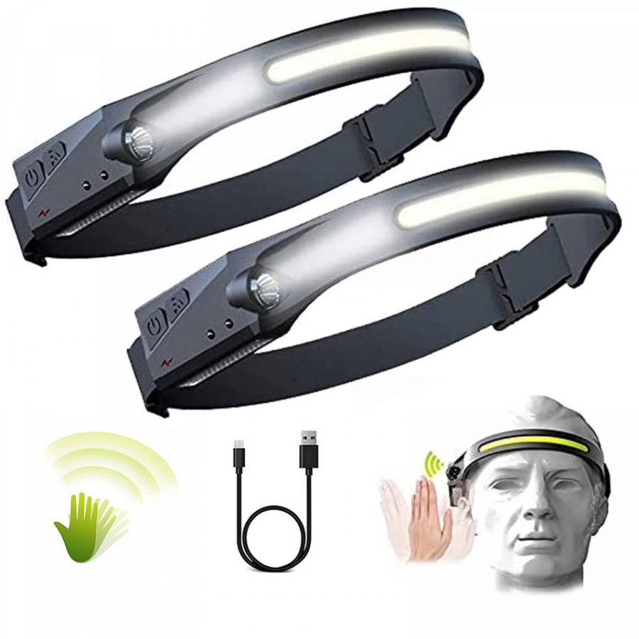 Set 2 Lanterne de cap cu Acumulator, Frontale, Unghi larg de iluminare, Led Puternic si Senzor Miscare Set 2 Lanterne de cap cu Acumulator, Frontale, Unghi larg de iluminare, Led Puternic si Senzor Miscare
