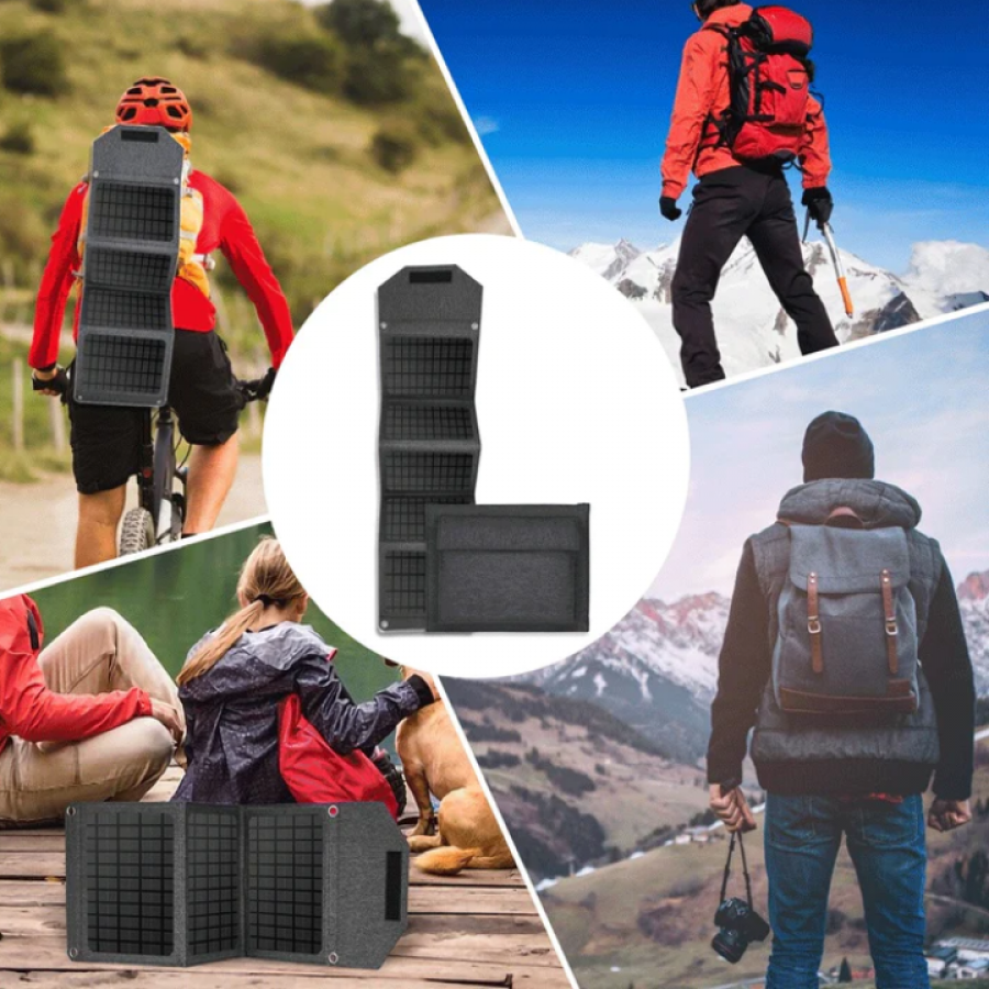 Panou Solar Portabil Pliabil cu Functie de Power Bank Tip Geanta 