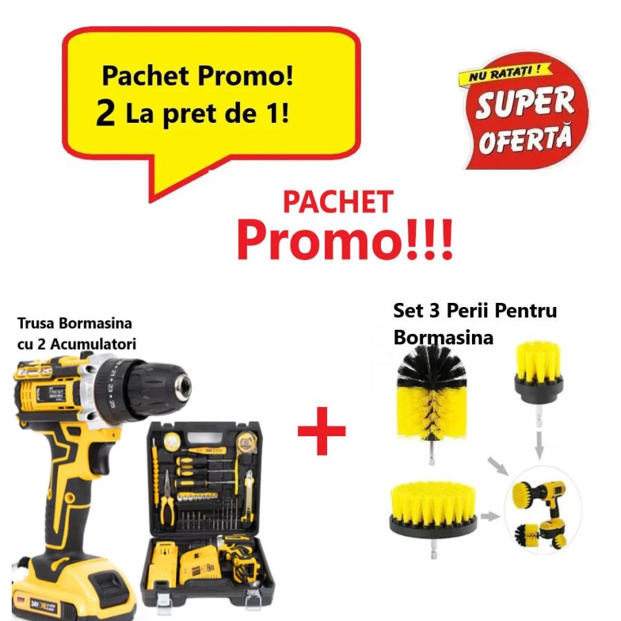 Super Oferta , 2 La pret de 1! Bormasina Electrica Dasgut 2 Acumulatori, 12V, Set Accesorii + Set 3 Perii de Curățat Pentru Bormașină Super Oferta , 2 La pret de 1! Bormasina Electrica Dasgut 2 Acumulatori, 12V, Set Accesorii + Set 3 Perii de Curățat Pentru Bormașină