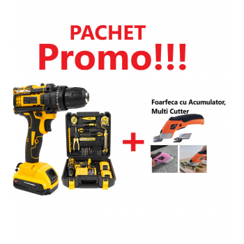 Oferta - Trusa Bormasina cu 2 acumulatori  si Geanta Transport + Foarfeca cu Acumulator, Multi Cutter cu Geanta de Transport Oferta - Trusa Bormasina cu 2 acumulatori  si Geanta Transport + Foarfeca cu Acumulator, Multi Cutter cu Geanta de Transport