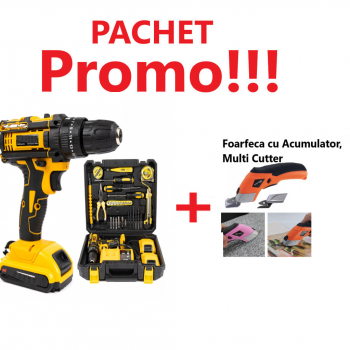 Oferta - Trusa Bormasina cu 2 acumulatori  si Geanta Transport + Foarfeca cu Acumulator, Multi Cutter cu Geanta de Transport Oferta - Trusa Bormasina cu 2 acumulatori  si Geanta Transport + Foarfeca cu Acumulator, Multi Cutter cu Geanta de Transport