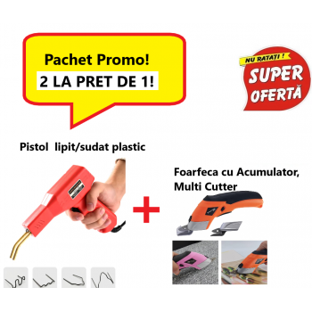 Pachet Promo, 2 La pret de 1! Pistol Profesional Pentru lipit/sudat plastic + Foarfeca cu Acumulator, Multi Cutter