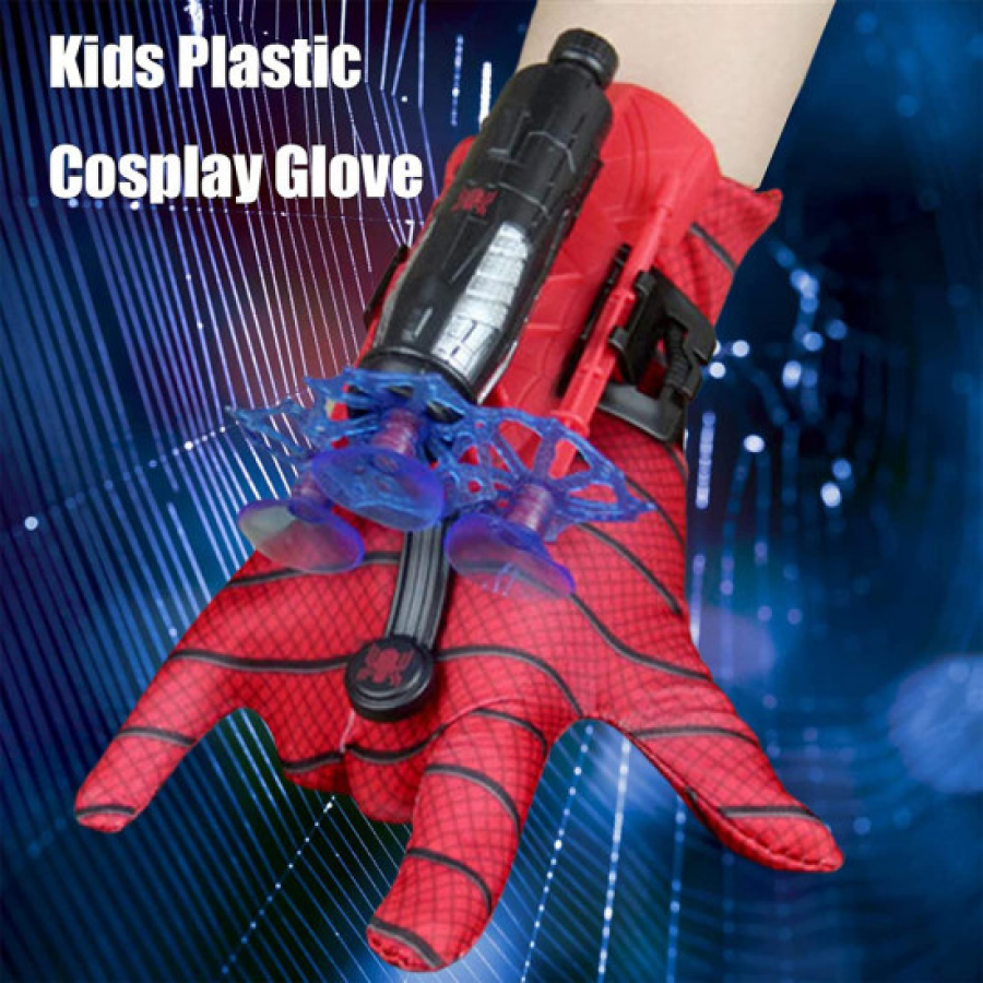 Mini Epilator Facial Flawlbss, Hipoalergenic, in Forma de Ruj, cu Incarcare USB Manusa lui Spiderman, Manusa cu Lansator, 2 Sageti cu Ventuza, Rosie, Pentru Copii Peste 5 ani, din Material Textil