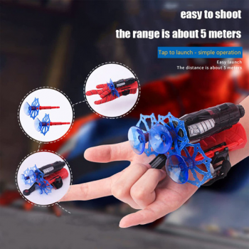 Manusa lui Spiderman, Manusa cu Lansator, 2 Sageti cu Ventuza, Rosie, Pentru Copii Peste 5 ani, din Material Textil  Manusa lui Spiderman, Manusa cu Lansator, 2 Sageti cu Ventuza, Rosie, Pentru Copii Peste 5 ani, din Material Textil