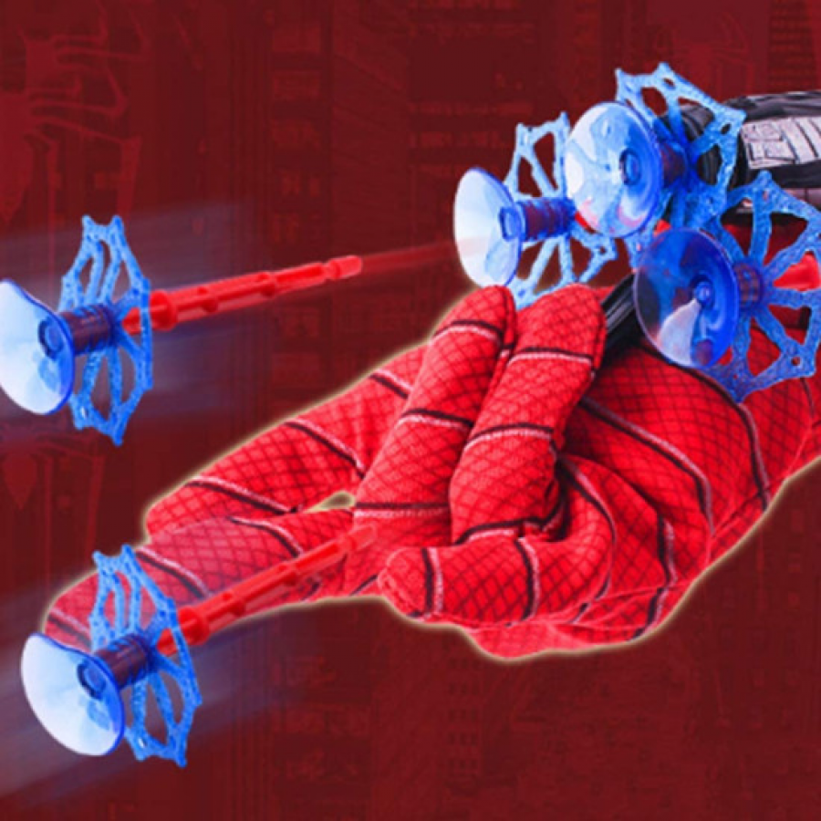Mini Epilator Facial Flawlbss, Hipoalergenic, in Forma de Ruj, cu Incarcare USB Manusa lui Spiderman, Manusa cu Lansator, 2 Sageti cu Ventuza, Rosie, Pentru Copii Peste 5 ani, din Material Textil
