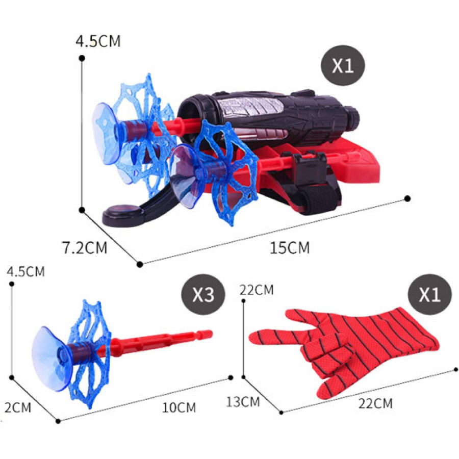 Mini Epilator Facial Flawlbss, Hipoalergenic, in Forma de Ruj, cu Incarcare USB Manusa lui Spiderman, Manusa cu Lansator, 2 Sageti cu Ventuza, Rosie, Pentru Copii Peste 5 ani, din Material Textil