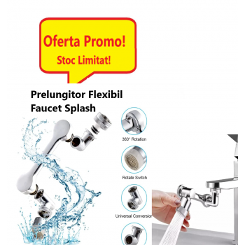 Prelungitor Flexibil Faucet Splash, Universal Pentru Robinet, Cap Rotativ, ideal in Bucatarie, 0100ZD Prelungitor Flexibil Faucet Splash, Universal Pentru Robinet, Cap Rotativ, ideal in Bucatarie, 0100ZD