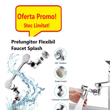 Prelungitor Flexibil Faucet Splash, Universal Pentru Robinet, Cap Rotativ, ideal in Bucatarie, 0100ZD Prelungitor Flexibil Faucet Splash, Universal Pentru Robinet, Cap Rotativ, ideal in Bucatarie, 0100ZD