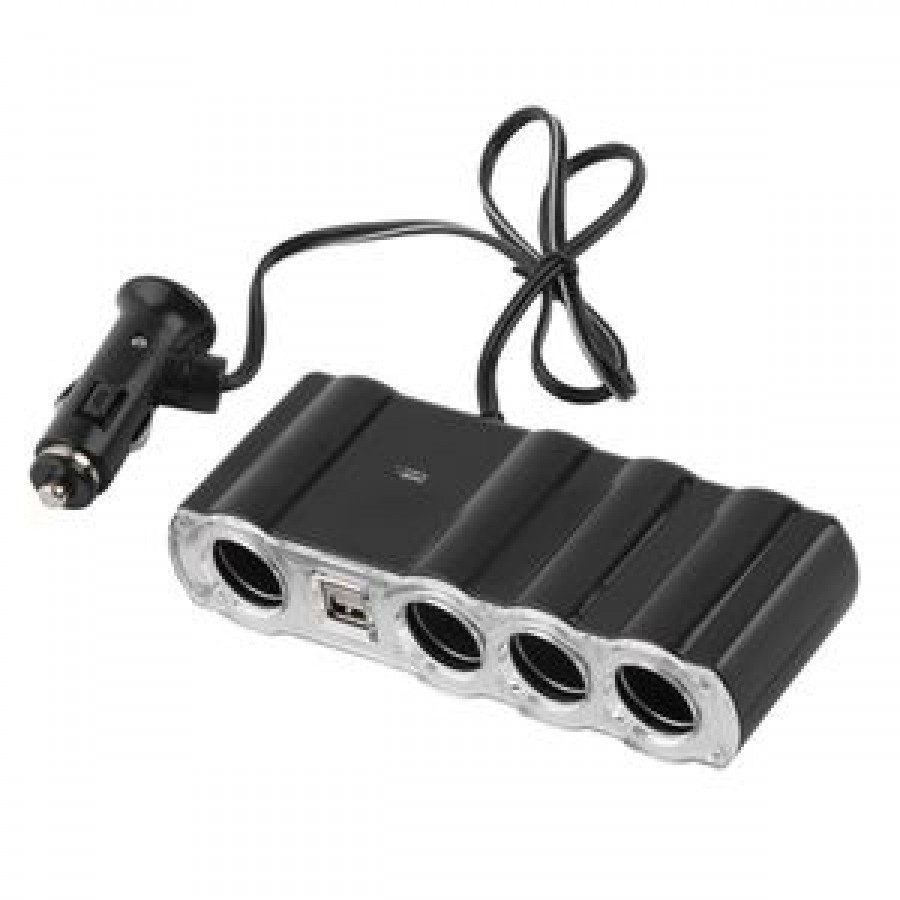Priza Bricheta auto 4 prize cu USB, cu cablu Priza auto si 2x USB - Auto-Moto - wowreduceri.ro