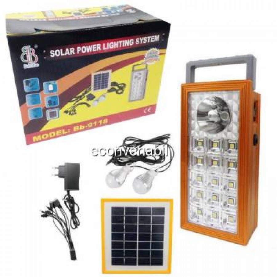 Kit Solar Lampa 1+15LED SMD, USB, 2 Becuri, 4V 2.5Ah BB9118 - Iluminat -wowreduceri.ro Kit Solar Lampa 1+15LED SMD, USB, 2 Becuri, 4V 2.5Ah BB9118 - Iluminat - wowreduceri.ro
