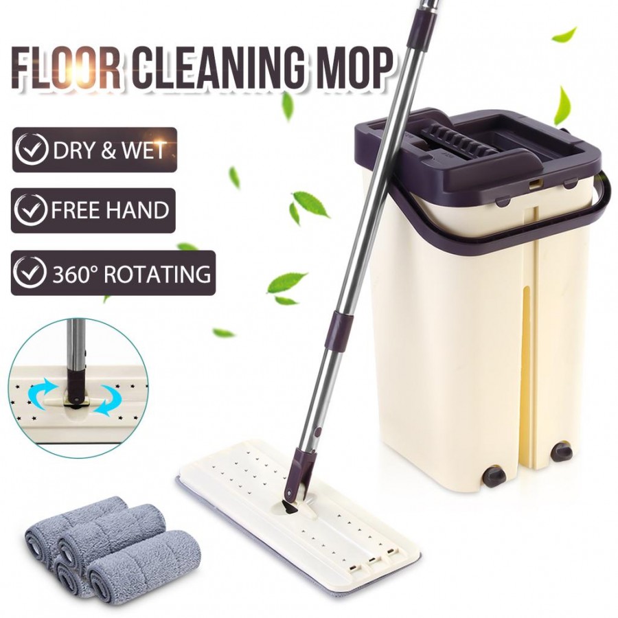 Mop profesional cu doua cuve de spalare si uscare + 2 rezerve cadou - ELECTRONICE - wowreduceri.ro