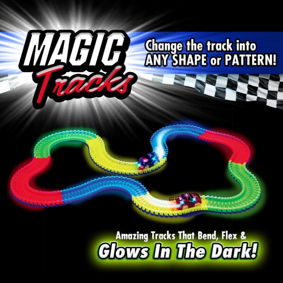Pista flexibila, cu 165 piese fosforescente + 1 masinuta Jucarie Pista Flexibila Luminoasa Magic Tracks, + Masinuta cu LED, SUPER PRET, cadoul ideal pentru copii COD 0200-122 ( ELECTRONICE )
