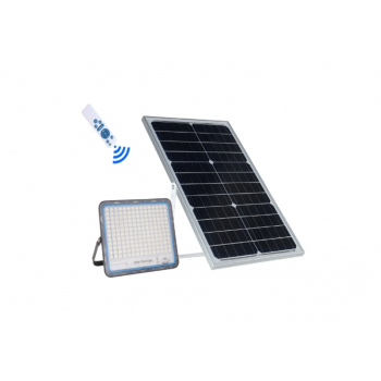 Proiector LED si panou fotovoltaic, 600 W, Jortan, cu incarcare solara, alb cu telecomanda. cod 02000 Proiector LED si panou fotovoltaic, 600 W, Jortan, cu incarcare solara, alb cu telecomanda. cod 02000