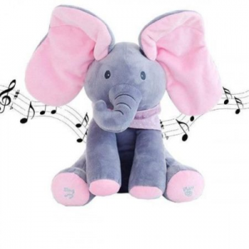 Jucarie Interactiva Elefant Peek A Boo Gri - Roz, cod  0350 Jucarie Interactiva Elefant Peek A Boo Gri - Roz, cod  0350