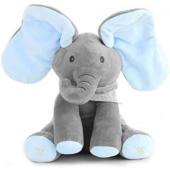 Jucarie Interactiva Elefant Peek A Boo Gri - Albastru, cod  0350