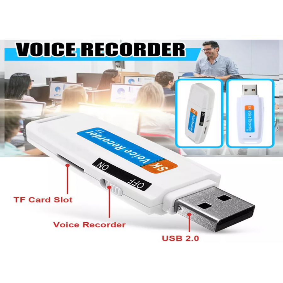 Stick USB Reportofon pentru Inregistrare audio, Alb, cod 01500 ( Jucarii )
