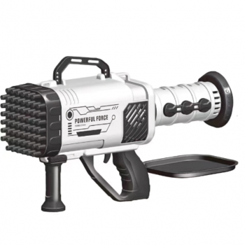 Pistol de facut baloane, tip Bazooka, cu baterii, 60 de Orificii, design compact, Gri-Negru, cod 0250 Pistol de facut baloane, tip Bazooka, cu baterii, 60 de Orificii, design compact, Gri-Negru, cod 0250