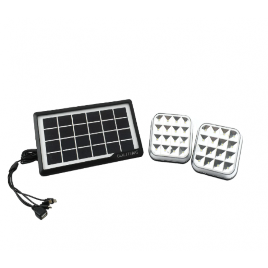 Kit Lanterna cu panou solar,  2 proiectoare LED, GDLITE, GD-30 ( Lampi solare )