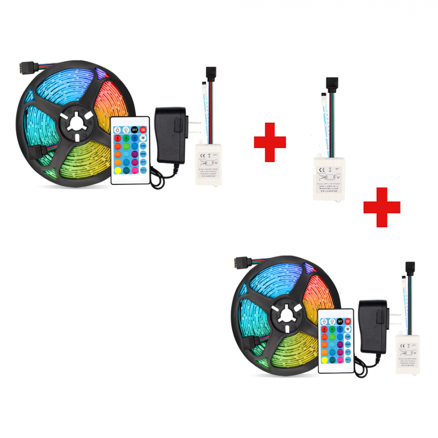 Super Oferta 2 x Banda LED RGB Multicolor, 5 metri lungime, cu Telecomanda , 12 V, plus 1x Controler de Rezerva - Auto-Moto -wowreduceri.ro Super Oferta 2 x Banda LED RGB Multicolor, 5 metri lungime, cu Telecomanda , 12 V, plus 1x Controler de Rezerva ( Auto-Moto )