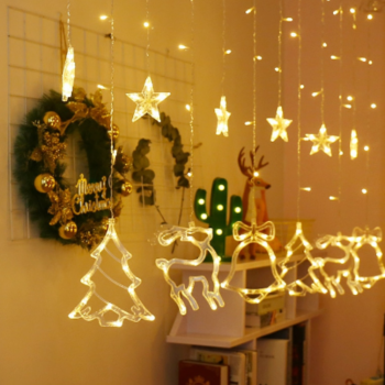 Instalatie Craciun cu figurine Stelute si Reni, 4m, alb cald, cod 29